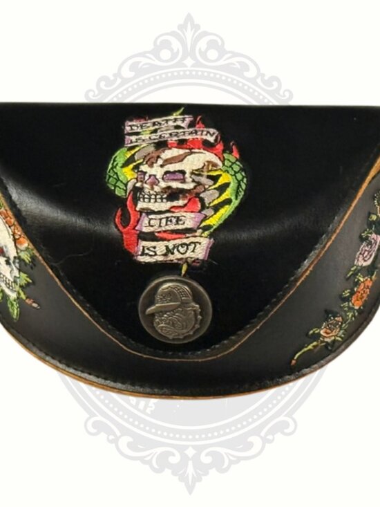 Ed Hardy Death Is Certain Skull Sunglasses EHS015 Black Leather Arms + Case main image 12